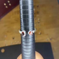 Sterling Silver Garnet Adjustable Ring Size 9