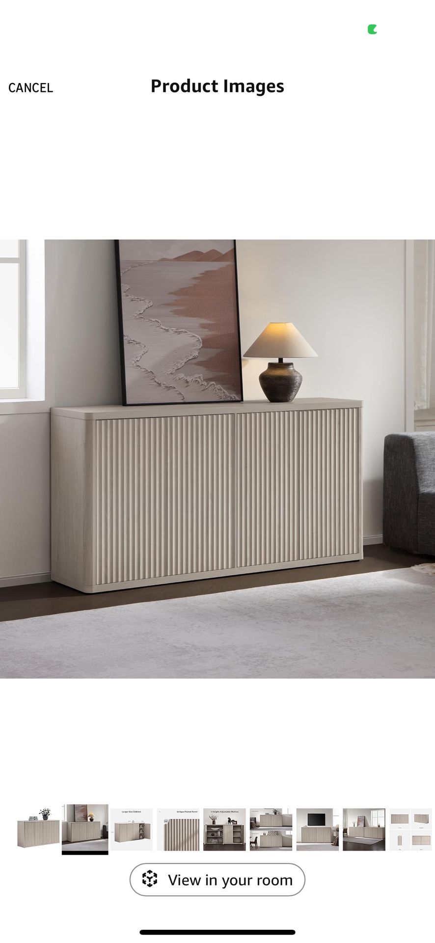 SICOTAS Buffet Cabinet with Storage Accent Sideboard with 4 Doors 66.3" Wide Fluted Credenza Modern Buffet Table Media Console Cabinet Entryway Cabine