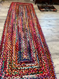 Multicolor Braided Cotton Rag Rug Runner
