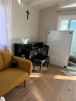 Black Upright Piano with Bench (plays perfect)