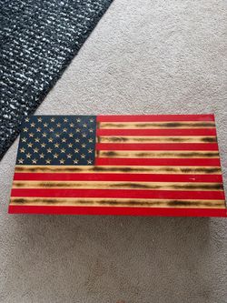 Wooden American Flag Safe/Storage
