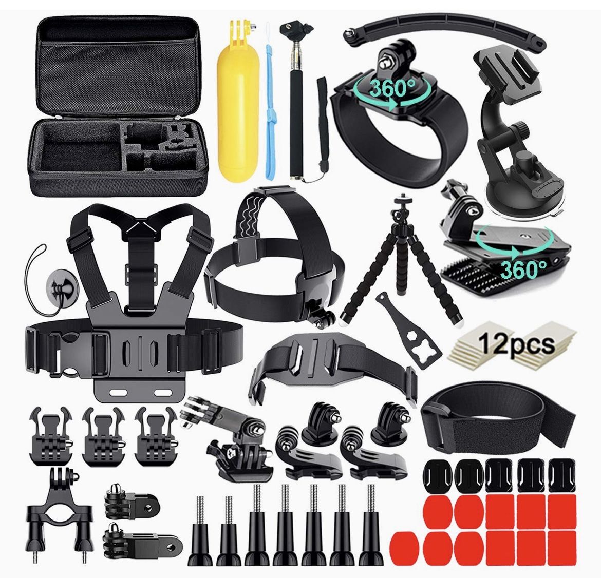 Appolab 61 in 1 Action Camera Accessories Kit for AKASO EK7000 GoPro Hero 10 9 8 7 6 5 4 Hero Session Gopro Max Insta360 Xiaomi Yi DJI AKASO Campark A