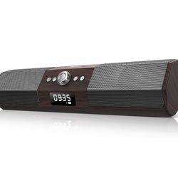 Bluetooth Computer Speakers Desktop: Wooden Texture PC Speakers Deep Bass 105dB Wired & Wireless Gaming Speakers with 1.8" LCD Display Wireless Speake