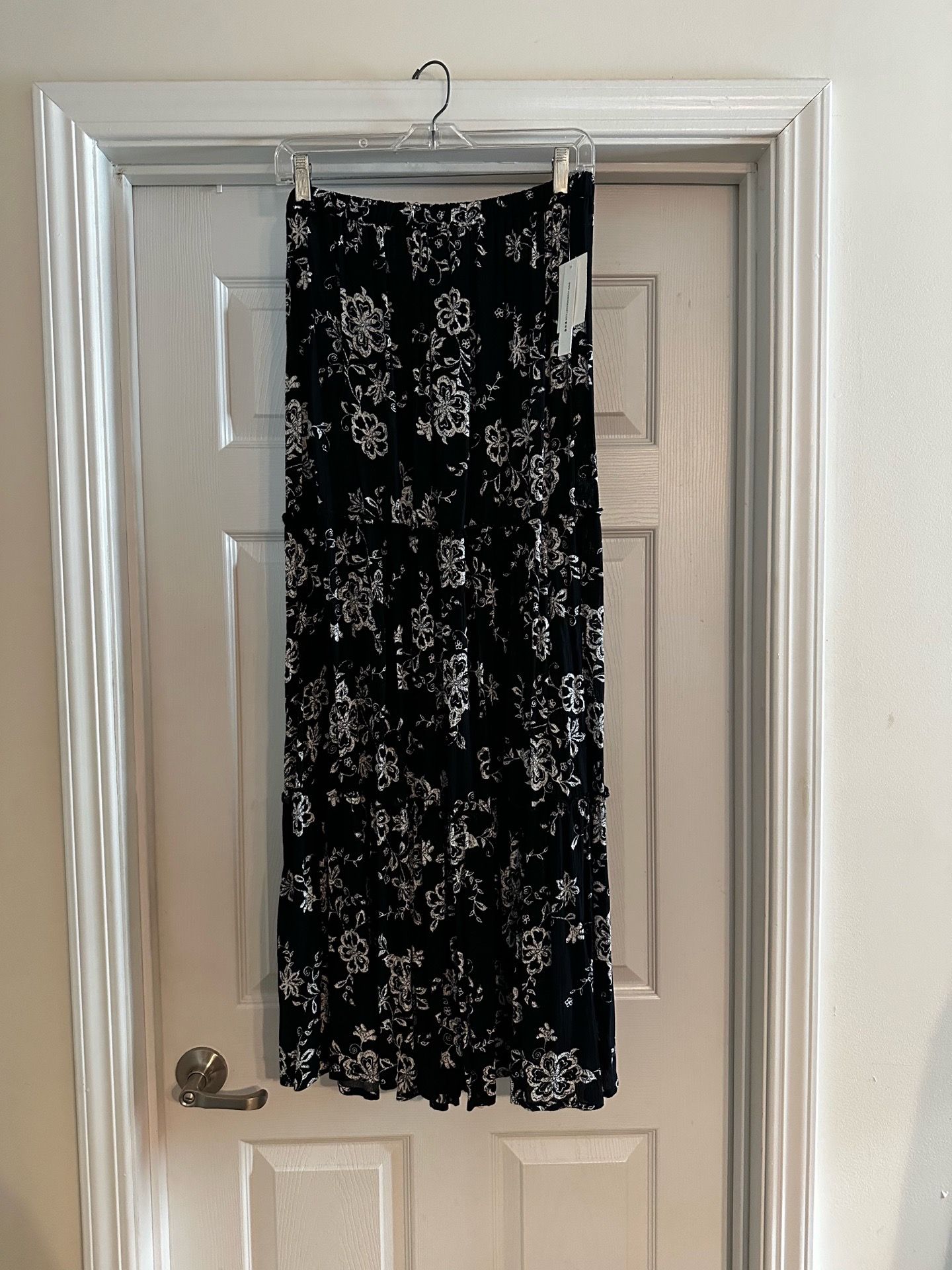 Navy Blue & White Floral Skirt