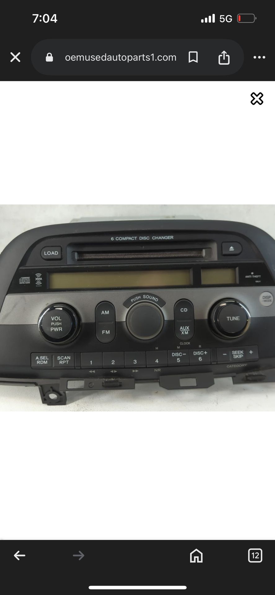 2007 Honda Odyssey Radio
