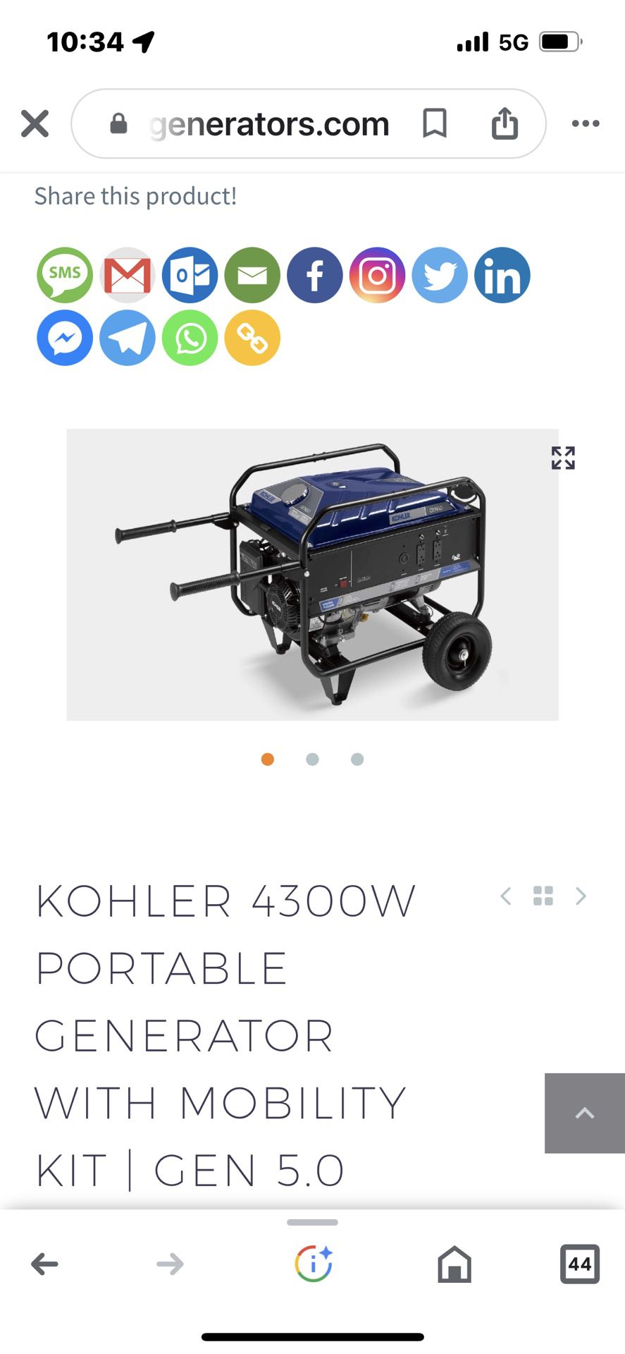 kobalt Generator Never Used Like New 9000 Peak