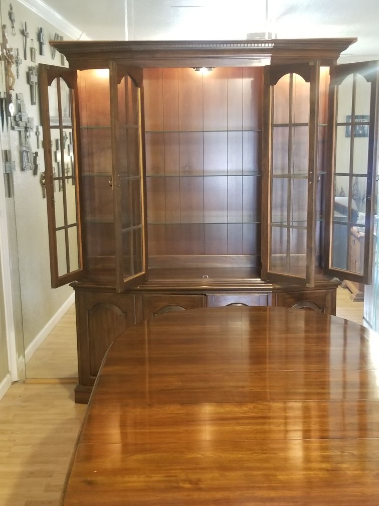 Beautiful Solid Wood Lighted Hutch