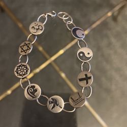 Vintage 925 Coexist Beliefs Charms Bracelet 
