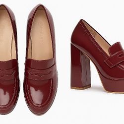Coutgo Maroon Patent Chunky Heel Loafers – Size 8.5 – NEW!