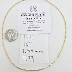 14k gold 16" anchor link chain
