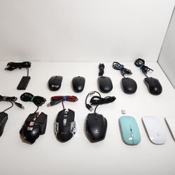 Apple, Wireless, Zeus, Logitech, BlackWeb, Mftek, SIIG, Lenovo and Dell Mouses Lot


