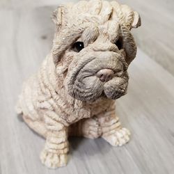 Vintage 1986 Shar Pei Puppy Dog Realistic Figure Figurine Made in USA