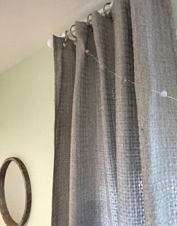 New 2 Curtain Panels 70"x34" Each With 6 Silver Curtain Rings (12 Total) .