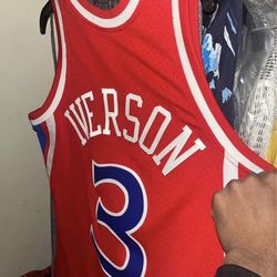 Philadelphia 76ers Allen Iverson Mitchell & Ness Red 1996/97 Hardwood Classics Authentic Jersey