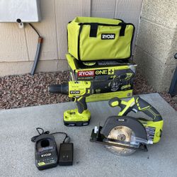 Ryobi 18v Drill And Saw With Battery And Charger 