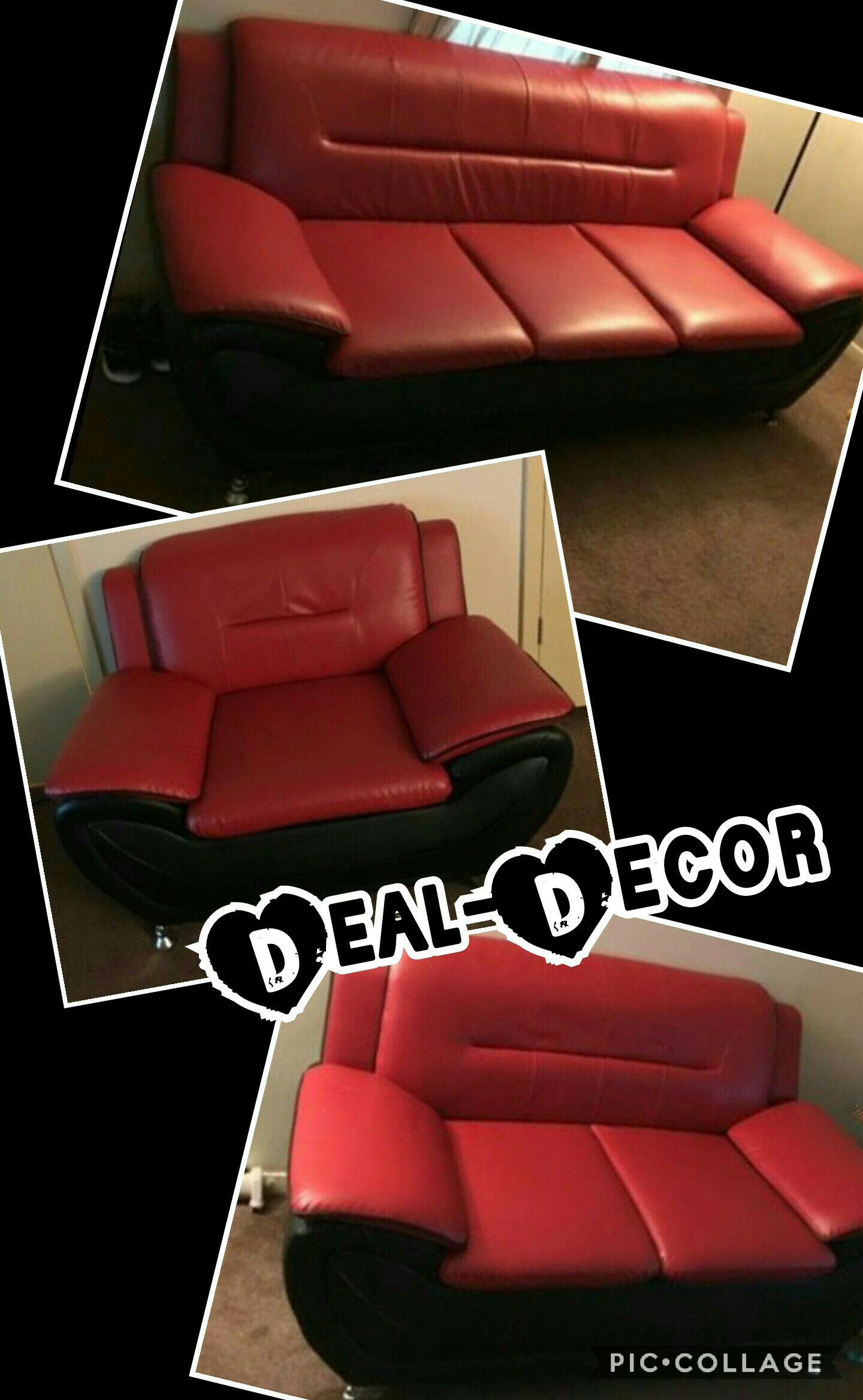 Red/Black 3 Piece Sofa Set