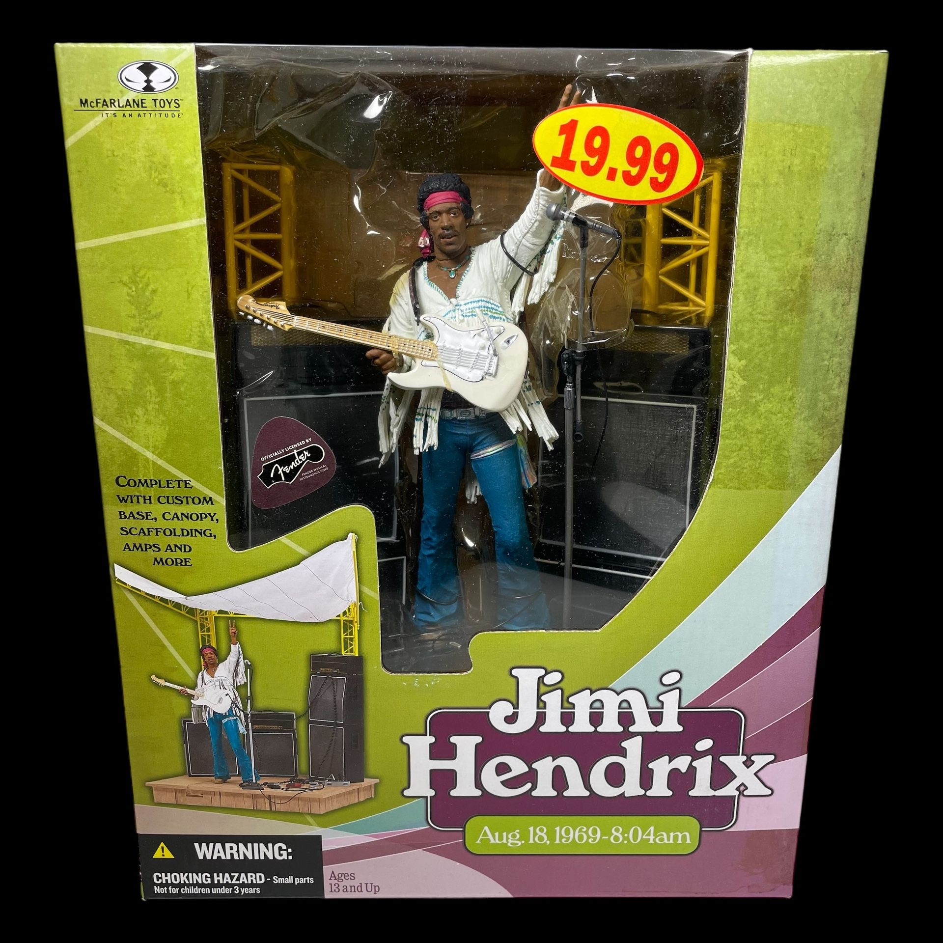 Jimi Hendrix Figure and Diorama Aug. 18, 1969 8:04am, McFarlane