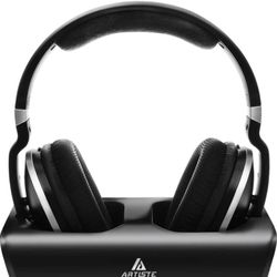 ARTISTE Wireless TV Headphones Over Ear Headsets - Digital Stereo Headsets with 2.4GHz RF Transmitter, Charging Dock, 100ft Wireless Range and Recharg
