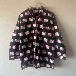 Sanrio Hello Kitty, Women’s Black Pink Button Up Pajama Top, Size L , 2007