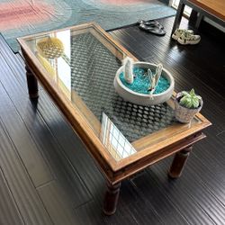 Solid Wood/glass/metal Coffee Table 
