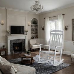 Wooden Porch Rocking Chairs for Adults Outside Rocker for Outdoor Patio Garden Lounge Living Room Indoor White