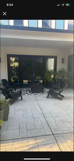 Patio Furniture! Fire 🔥 Pit With Cover, 4 Adirondack Chairs And Rug 