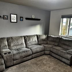 6 Piece Sectional Reclining Couch-grey