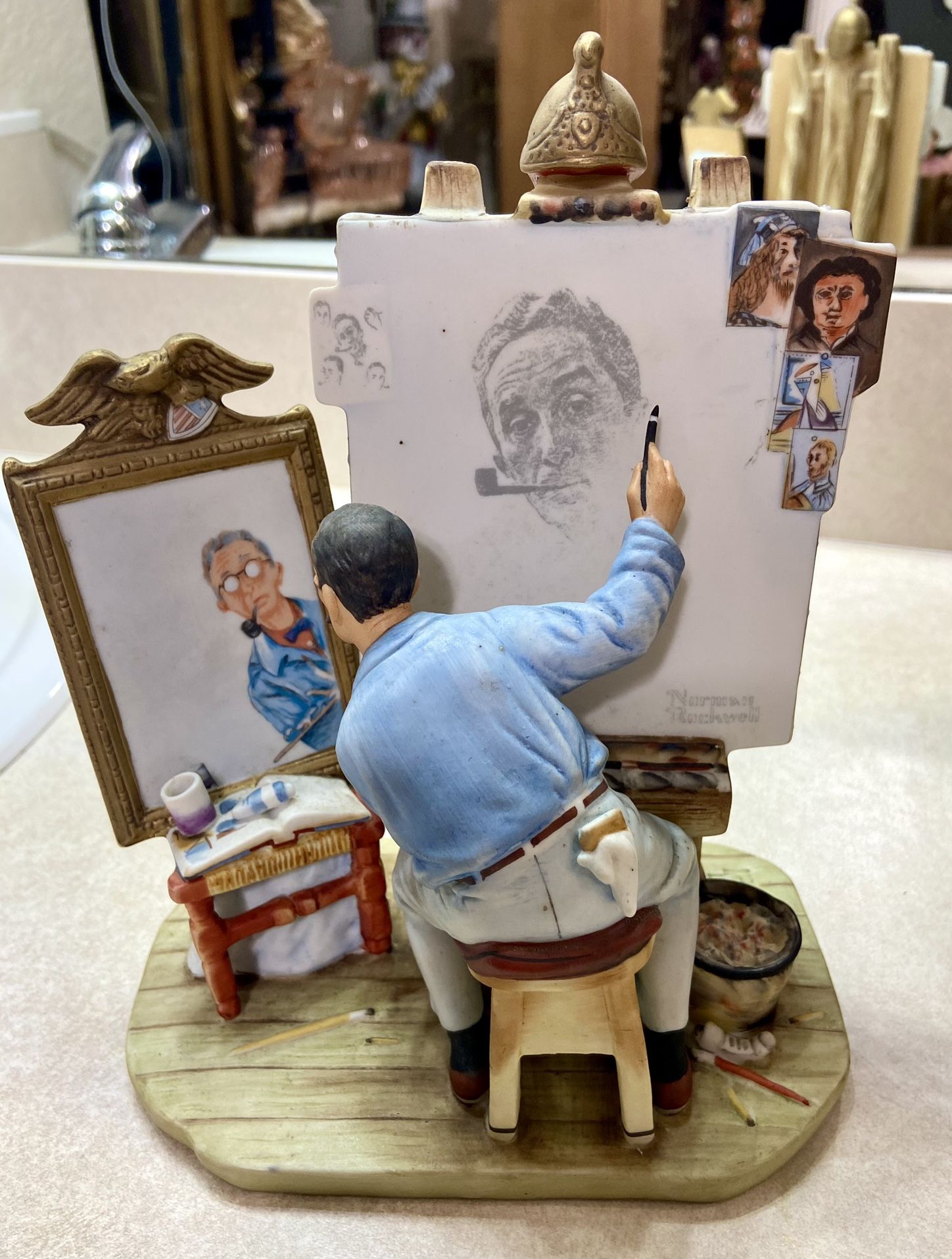 Vintage 1978 Gorham Norman Rockwell " Self Portrait " Figurine From Gift World