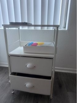 White Storage Cart / Nightstand – Great Condition