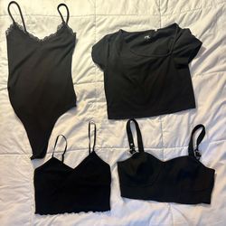 Bundle of 4 Women's Black Tops - AEO, PAC H&M Size M