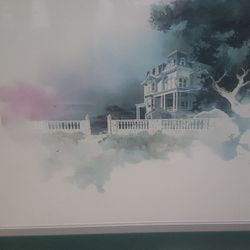 HUGE Michael Atkinson "Fulton Mansion" Signed Numbered Ltd Ed Serigraph 456/950 Framed Double Matted