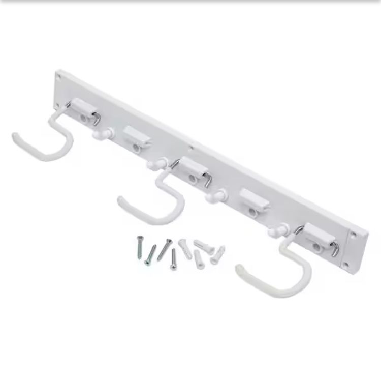 New white 16 inches Wide SmartRack storage organizer for brooms, mops, etc.