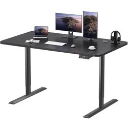 Standing Desk 55" Electric Adjustable Desk Large Sit Stand Up Desk Home Office Computer Desk Memory Preset with T-Shaped Black Metal Bracket, Carbon B