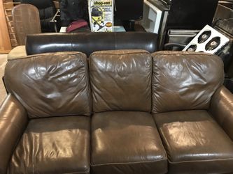 Large brown leather couch