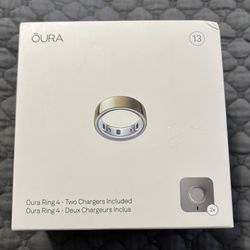 New Sealed Oura Smart Ring 4th Gen. Size 13 Gold Color Activity Tracker 2 Chargers