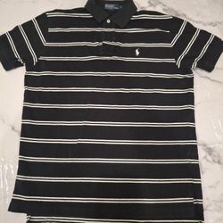 Polo Ralph Lauren Black Striped Polo Shirt Men’s Size L – Classic Fit