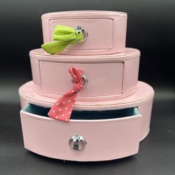Pink 3 Tier Vinyl Faux Leather Jewelry Box Child Trinket R+R Teen Target 2004