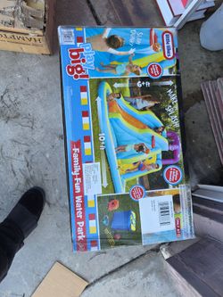 Little Tikes slam 'n curve slide inflatable outdoors