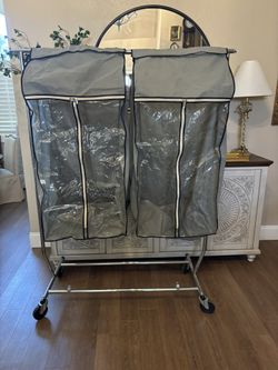 Garment Rack With Zippered Garment Bags