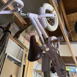 Girls, Bicycle, pink with brown leather accent 12” Wheels