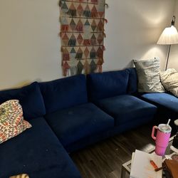 Used Like New Blue Velvet Couch
