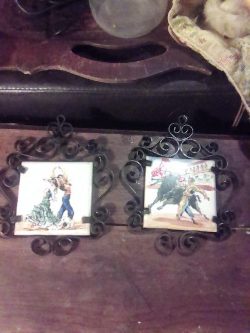 Hand Painted Framed Spanish Tiles 
