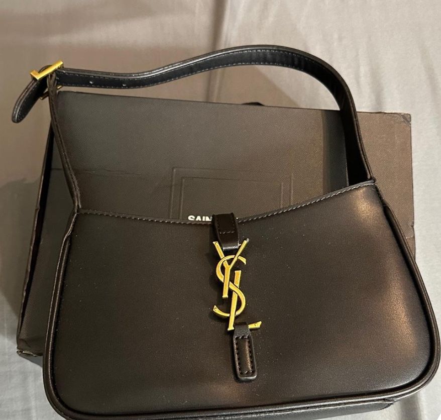 YSL Black Shoulder Bag with Gold Monogram