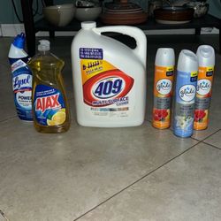 409 Multi-Surface Cleaner 1.4 Gallon (180oz), Glade Air Freshener Sprays, Ajax Dish Soap, Lysol Toilet Bowl Cleaner