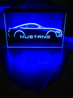 MUSTANG LED NEON BLUE LIGHT SIGN 8x12