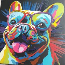 Vibrant Pop Art Dog Painting – Hand Painted Canvas Wall Art