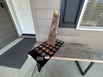 Abstract Walnut Sculpture on Steel Base