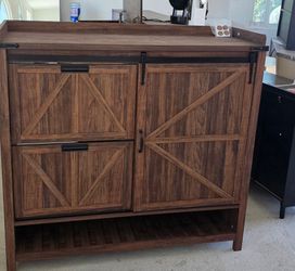 New Farmhouse Shoe Storage Cabinet with 2 Flip Drawers & Sliding Door