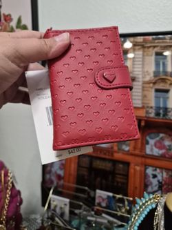 Nwt BETSY Red Heart Embossed Women's Wallet