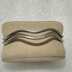 Vintage Mexico Signed 925 Sterling Heavy Modernist Wavy Cuff Bracelet ~ 29gr